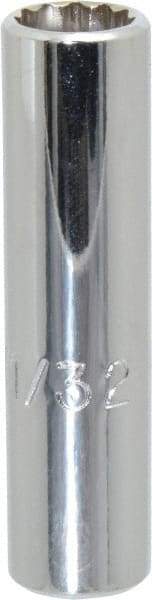 Proto - 11/32", 1/4" Drive, Deep Hand Socket - 12 Points, 2" OAL, Chrome Finish - USA Tool & Supply