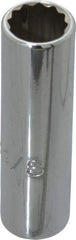 Proto - 3/8", 1/4" Drive, Deep Hand Socket - 12 Points, 2" OAL, Chrome Finish - USA Tool & Supply