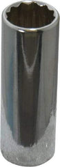 Proto - 1/2", 1/4" Drive, Deep Hand Socket - 12 Points, 2" OAL, Chrome Finish - USA Tool & Supply