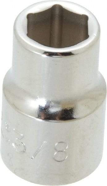 Proto - 3/8", 3/8" Drive, Standard Hand Socket - 6 Points, 1-3/32" OAL, Chrome Finish - USA Tool & Supply