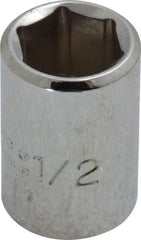 Proto - 1/2", 3/8" Drive, Standard Hand Socket - 6 Points, 1-1/8" OAL, Chrome Finish - USA Tool & Supply