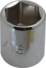 Proto - 11/16", 3/8" Drive, Standard Hand Socket - 6 Points, 1-1/8" OAL, Chrome Finish - USA Tool & Supply