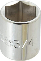 Proto - 3/4", 3/8" Drive, Standard Hand Socket - 6 Points, 1-3/16" OAL, Chrome Finish - USA Tool & Supply