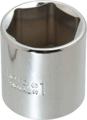 Proto - 1", 3/8" Drive, Standard Hand Socket - 6 Points, 1-3/8" OAL, Chrome Finish - USA Tool & Supply