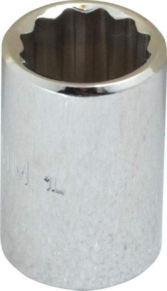 Proto - 3/8" Drive, Standard Hand Socket - 12 Points, 1-1/8" OAL, Chrome Finish - USA Tool & Supply