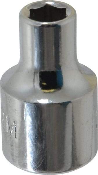 Proto - 3/8" Drive, Standard Hand Socket - 6 Points, 1-3/32" OAL, Chrome Finish - USA Tool & Supply