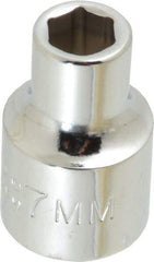 Proto - 3/8" Drive, Standard Hand Socket - 6 Points, 1-3/32" OAL, Chrome Finish - USA Tool & Supply