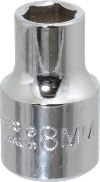 Proto - 3/8" Drive, Standard Hand Socket - 12 Points, 2-1/8" OAL, Chrome Finish - USA Tool & Supply