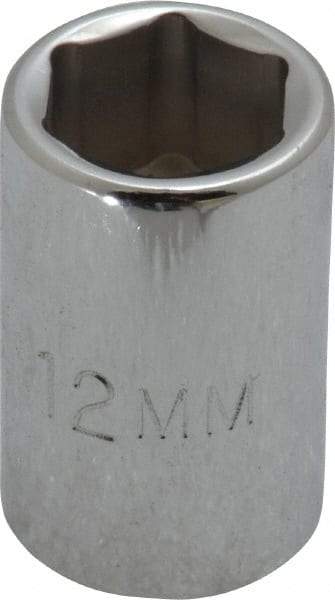 Proto - 3/8" Drive, Standard Hand Socket - 6 Points, 1-1/8" OAL, Chrome Finish - USA Tool & Supply