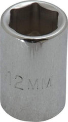 Proto - 3/8" Drive, Standard Hand Socket - 6 Points, 1-1/8" OAL, Chrome Finish - USA Tool & Supply