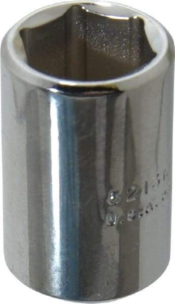 Proto - 3/8" Drive, Standard Hand Socket - 6 Points, 1-1/8" OAL, Chrome Vanadium, Chrome Finish - USA Tool & Supply