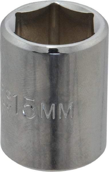 Proto - 3/8" Drive, Standard Hand Socket - 6 Points, 1-1/8" OAL, Chrome Finish - USA Tool & Supply