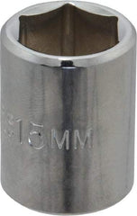 Proto - 3/8" Drive, Standard Hand Socket - 6 Points, 1-1/8" OAL, Chrome Finish - USA Tool & Supply