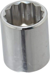 Proto - 3/8" Drive, Standard Hand Socket - 6 Points, 1-1/8" OAL, Chrome Vanadium, Chrome Finish - USA Tool & Supply