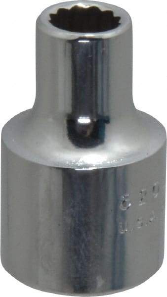 Proto - 1/4", 3/8" Drive, Standard Hand Socket - 12 Points, 1-3/32" OAL, Chrome Finish - USA Tool & Supply