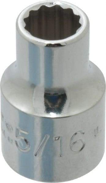 Proto - 5/16", 3/8" Drive, Standard Hand Socket - 12 Points, 1-3/32" OAL, Chrome Finish - USA Tool & Supply