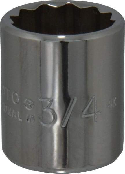 Proto - 3/4", 3/8" Drive, Standard Hand Socket - 12 Points, 1-3/16" OAL, Chrome Finish - USA Tool & Supply