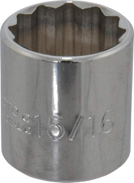 Proto - 15/16", 3/8" Drive, Standard Hand Socket - 12 Points, 1-5/16" OAL, Chrome Finish - USA Tool & Supply