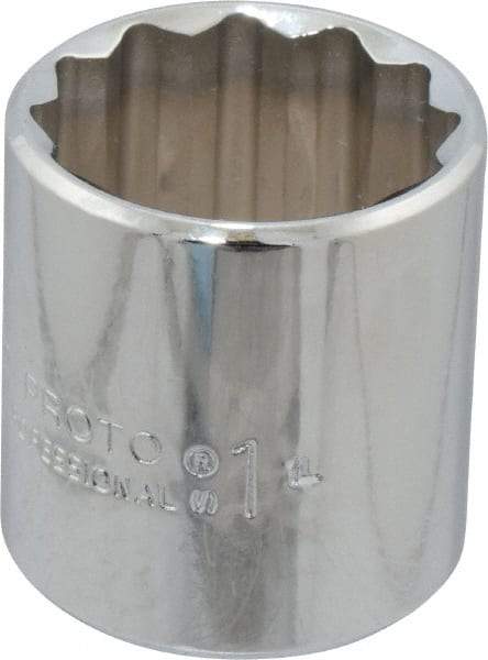 Proto - 1", 3/8" Drive, Standard Hand Socket - 12 Points, 1-3/8" OAL, Chrome Finish - USA Tool & Supply