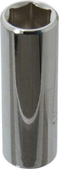 Proto - 1/2", 3/8" Drive, Deep Hand Socket - 6 Points, 2-1/8" OAL, Chrome Finish - USA Tool & Supply