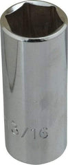 Proto - 13/16", 3/8" Drive, Deep Hand Socket - 6 Points, 2-3/4" OAL, Chrome Finish - USA Tool & Supply