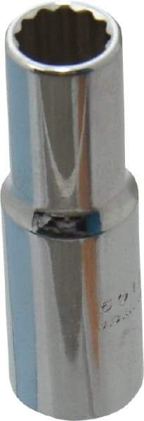 Proto - 3/8", 3/8" Drive, Deep Hand Socket - 12 Points, 2-1/8" OAL, Steel, Full Polish Finish - USA Tool & Supply