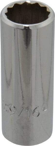 Proto - 9/16", 3/8" Drive, Deep Hand Socket - 12 Points, 2-1/8" OAL, Chrome Finish - USA Tool & Supply
