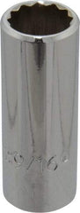 Proto - 9/16", 3/8" Drive, Deep Hand Socket - 12 Points, 2-1/8" OAL, Chrome Finish - USA Tool & Supply