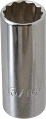 Proto - 13/16", 3/8" Drive, Deep Hand Socket - 12 Points, 2-3/4" OAL, Chrome Finish - USA Tool & Supply