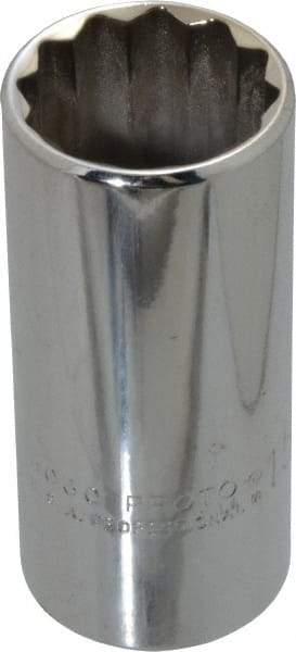 Proto - 15/16", 3/8" Drive, Deep Hand Socket - 12 Points, 2-3/4" OAL, Chrome Finish - USA Tool & Supply