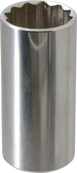 Proto - 1", 3/8" Drive, Deep Hand Socket - 12 Points, 2-3/4" OAL, Chrome Finish - USA Tool & Supply