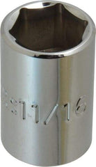 Proto - 11/16", 1/2" Drive, Standard Hand Socket - 6 Points, 1-1/2" OAL, Chrome Finish - USA Tool & Supply