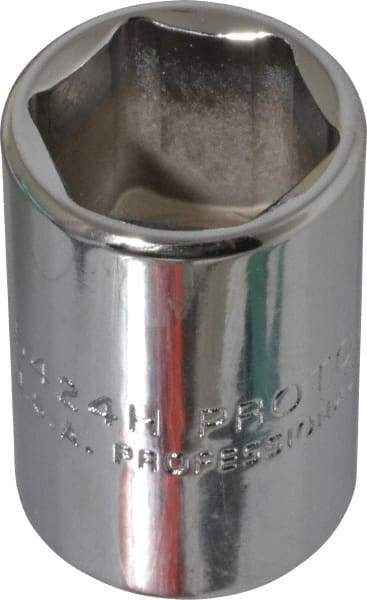 Proto - 3/4", 1/2" Drive, Standard Hand Socket - 6 Points, 1-1/2" OAL, Chrome Finish - USA Tool & Supply