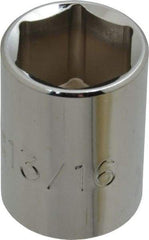 Proto - 13/16", 1/2" Drive, Standard Hand Socket - 6 Points, 1-1/2" OAL, Chrome Finish - USA Tool & Supply