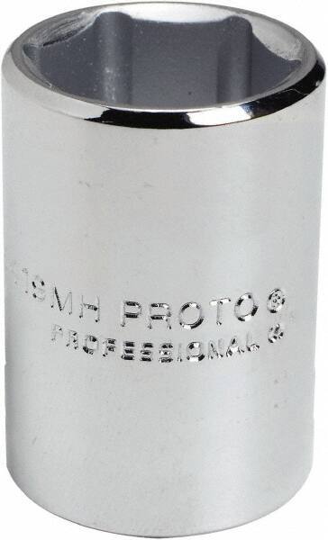 Proto - 15/16", 1/2" Drive, Standard Hand Socket - 6 Points, 1-9/16" OAL, Chrome Finish - USA Tool & Supply
