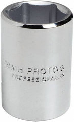 Proto - 15/16", 1/2" Drive, Standard Hand Socket - 6 Points, 1-9/16" OAL, Chrome Finish - USA Tool & Supply