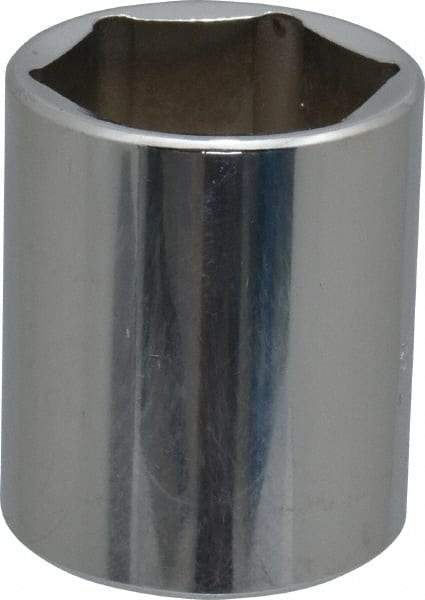 Proto - 1-1/8", 1/2" Drive, Standard Hand Socket - 6 Points, 1-3/4" OAL, Chrome Finish - USA Tool & Supply