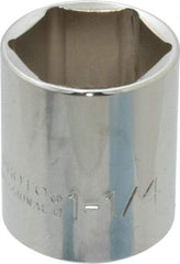 Proto - 1-1/4", 1/2" Drive, Standard Hand Socket - 6 Points, 1-55/64" OAL, Chrome Finish - USA Tool & Supply