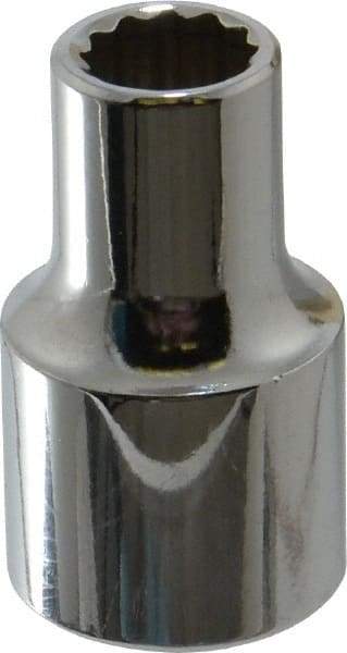 Proto - 3/8", 1/2" Drive, Standard Hand Socket - 12 Points, 1-31/64" OAL, Chrome Finish - USA Tool & Supply