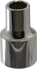 Proto - 3/8", 1/2" Drive, Standard Hand Socket - 12 Points, 1-31/64" OAL, Chrome Finish - USA Tool & Supply