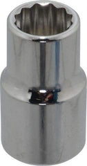 Proto - 1/2", 1/2" Drive, Standard Hand Socket - 12 Points, 1-31/64" OAL, Chrome Finish - USA Tool & Supply