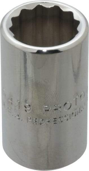 Proto - 19/32", 1/2" Drive, Standard Hand Socket - 12 Points, 1-1/2" OAL, Chrome Finish - USA Tool & Supply