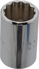 Proto - 21/32", 1/2" Drive, Standard Hand Socket - 12 Points, 1-1/2" OAL, Chrome Finish - USA Tool & Supply