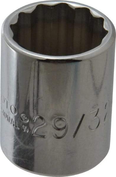 Proto - 29/32", 1/2" Drive, Standard Hand Socket - 12 Points, 1-9/16" OAL, Chrome Finish - USA Tool & Supply