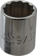 Proto - 29/32", 1/2" Drive, Standard Hand Socket - 12 Points, 1-9/16" OAL, Chrome Finish - USA Tool & Supply