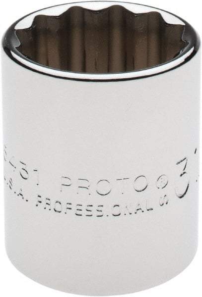 Proto - 31/32", 1/2" Drive, Standard Hand Socket - 12 Points, 1-9/16" OAL, Chrome Finish - USA Tool & Supply