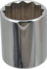 Proto - 1", 1/2" Drive, Standard Hand Socket - 12 Points, 1-9/16" OAL, Chrome Finish - USA Tool & Supply