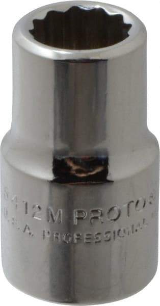 Proto - 1/2" Drive, Standard Hand Socket - 12 Points, 1-1/2" OAL, Chrome Vanadium, Chrome Finish - USA Tool & Supply