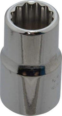 Proto - 1/2" Drive, Standard Hand Socket - 12 Points, 1-1/2" OAL, Chrome Finish - USA Tool & Supply