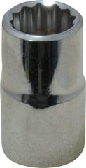 Proto - 1/2" Drive, Standard Hand Socket - 12 Points, 1-1/2" OAL, Chrome Finish - USA Tool & Supply